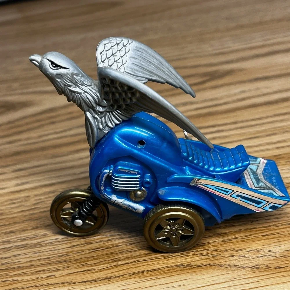Vintage Galaxy Rider Eagleman Press Down Go Action Motorcycle Toy Loose Blue VTG